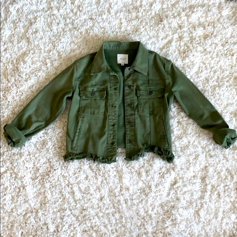 Army green jean jacket. Worn once, brand new!